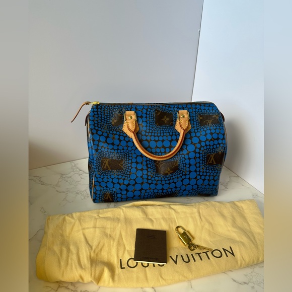 Louis Vuitton Handbags - Louis Vuitton Yayoi Kusama Speedy 30 Blue
